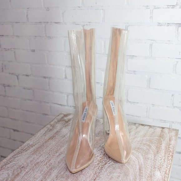 Cape Robin Translucent Lucite Block Heel Boots - Picture 4 of 5